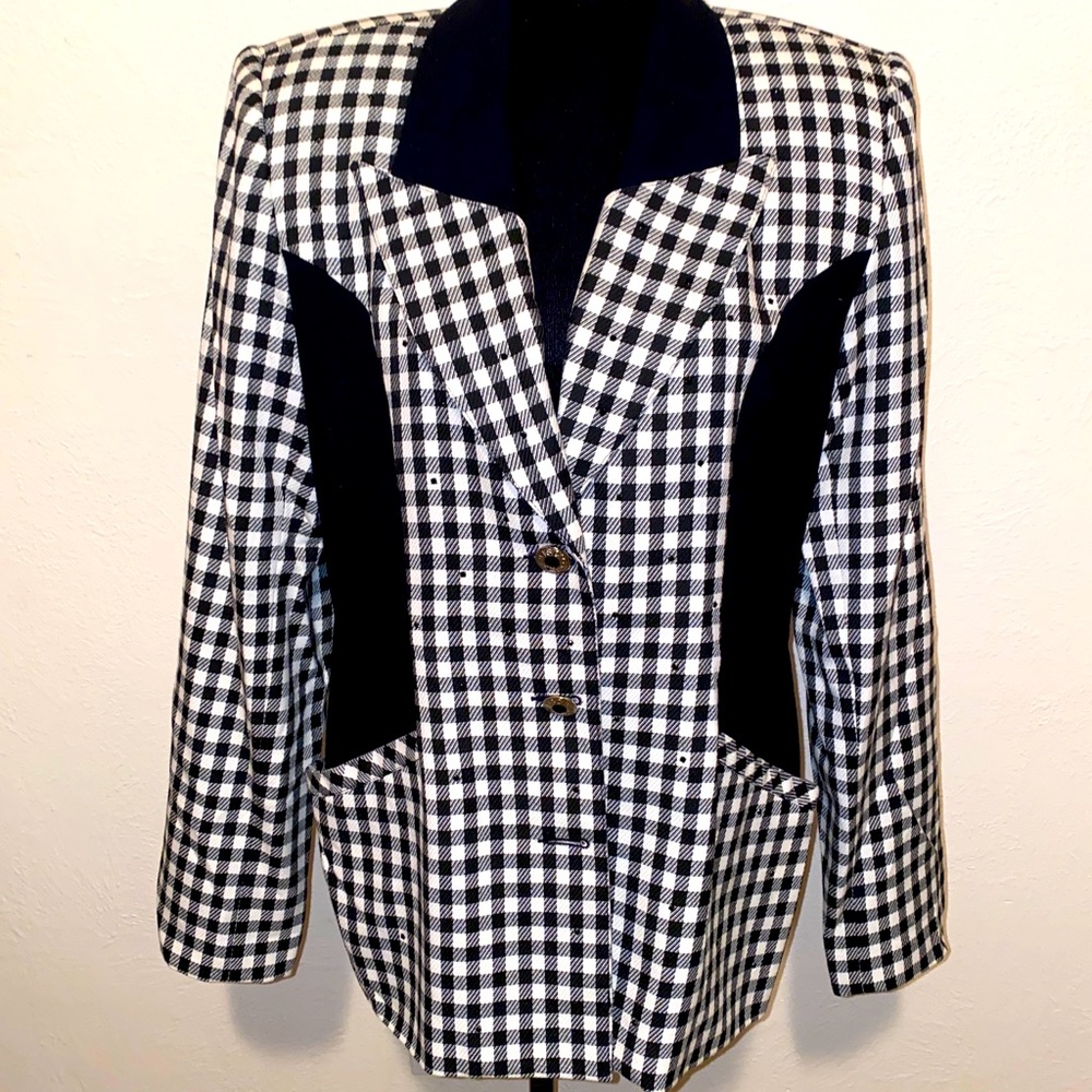 Vintage Criscione New York Blazer Rhinestones Black White Sz L